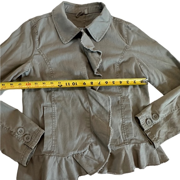 Caslon 100% Cotton Snap Button Ruffle Front Collared Blazer Jacket Size Small - Picture 10 of 17